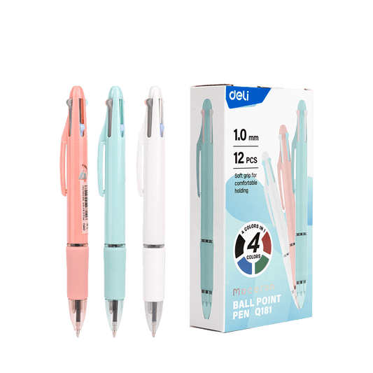DELI ΣΤΥΛΟ BALLPOINT ΤΕΤΡΑΧΡΩΜΟ 1.0mm MACARON ΑΣΣΟΡΤΙ 12 ΤΕΜΑΧΙΑ