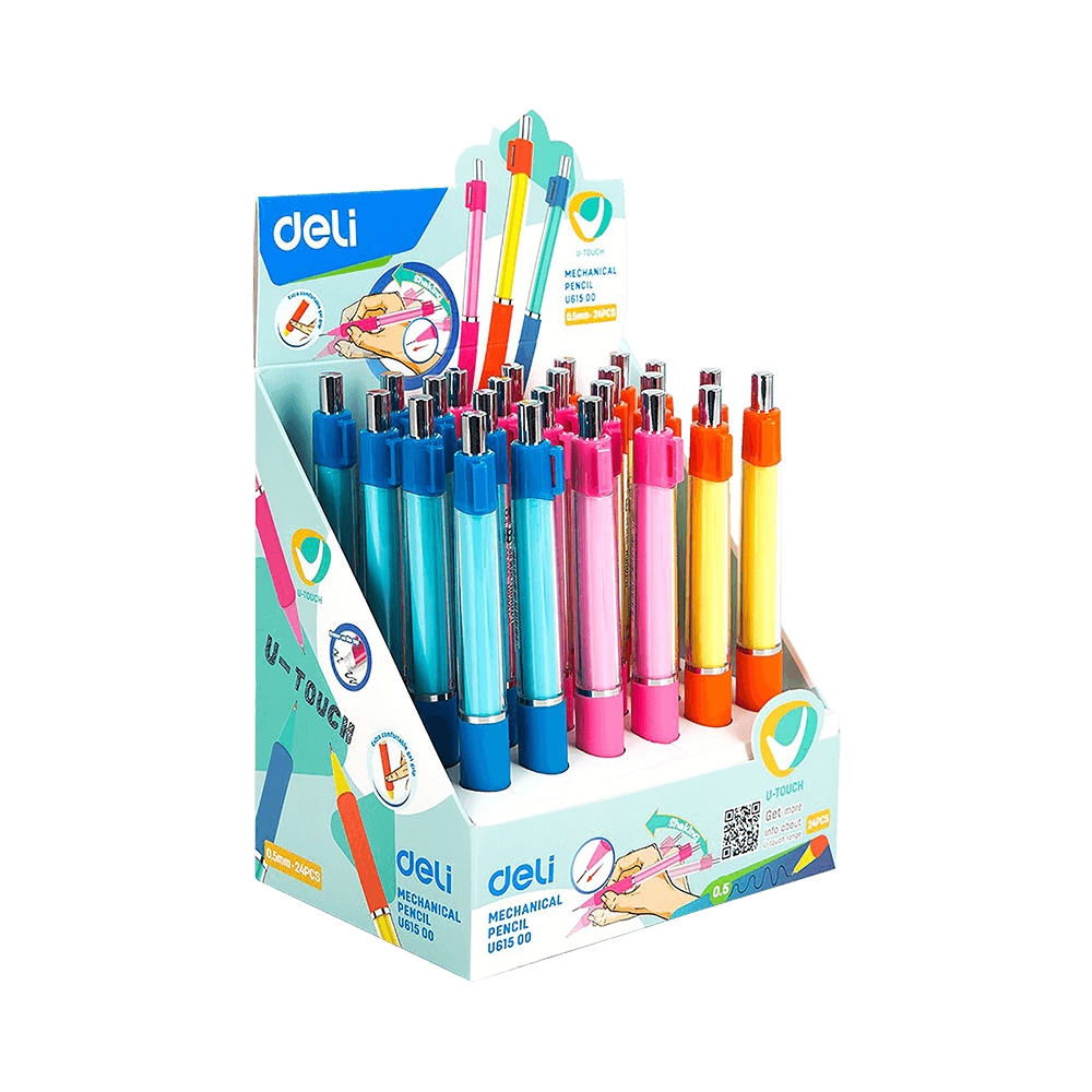 DELI ΜΟΛΥΒΙ ΜΗΧΑΝΙΚΟ SHAKER 0.5mm ΛΑΒΗ ΑΝΑΤΟΜΙΚΗ U-TOUCH ΑΣΣΟΡΤΙ 24 ΤΕΜΑΧΙΑ