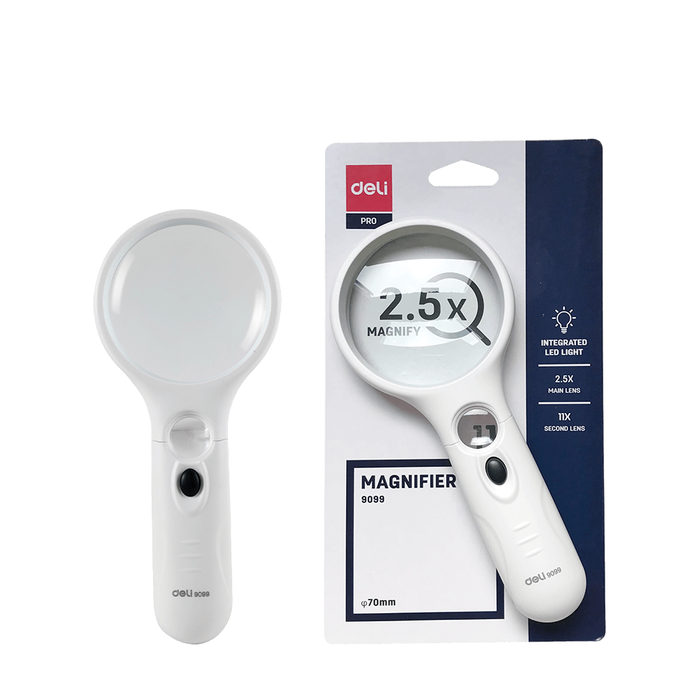 DELI ΦΑΚΟΣ ΜΕΓΕΘΥΝΤΙΚΟΣ LED 2.5x ΠΛΑΣΤΙΚΟΣ BLISTER 70mm ΛΕΥΚΟΣ