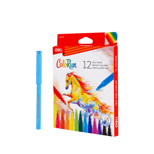 DELI ΜΑΡΚΑΔΟΡΟΣ WASHABLE ΧΑΡΤΙΝΟ BLISTER 12 ΧΡΩΜΑΤΑ 1.0-1.2mm COLORUN 24 ΤΕΜΑΧΙΑ