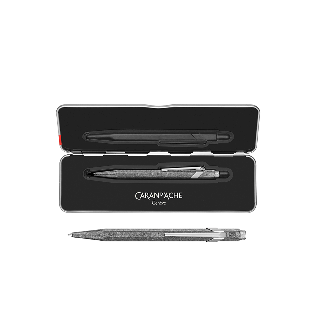 CARAN D'ACHE ΣΤΥΛΟ BALLPOINT ΜΠΛΕ ΜΕΛΑΝΙ ΜΕΤΑΛΛΙΚΟ ΣΕ ΜΕΤΑΛΛΙΚΟ ΚΟΥΤΙ MEDIUM 849 PREMIUM ΓΚΡΙ
