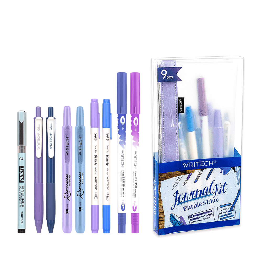 WRITECH ΚΑΣΕΤΙΝΑ ΓΕΜΑΤΗ ΣΕΤ 9 ΤΕΜΑΧΙΩΝ JOURNAL KIT ΜΩΒ & ΜΠΛΕ