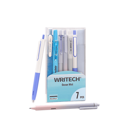 WRITECH ΣΤΥΛΟ GEL & ΜΑΡΚΑΔΟΡΟΣ ΥΠΟΓΡΑΜΜΙΣΗΣ ΣΕΤ 7 ΤΕΜΑΧΙΩΝ WRITING SET ΜΑΥΡΟ & ΜΠΛΕ
