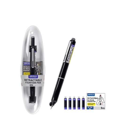 WRITECH ΠΕΝΑ ΚΟΥΜΠΙ ΜΕ ΑΜΠΟΥΛΑ ΜΠΛΕ ΜΕΛΑΝΙ BLISTER 2 ΤΕΜ FINE CLICTEK ΜΑΥΡΗ