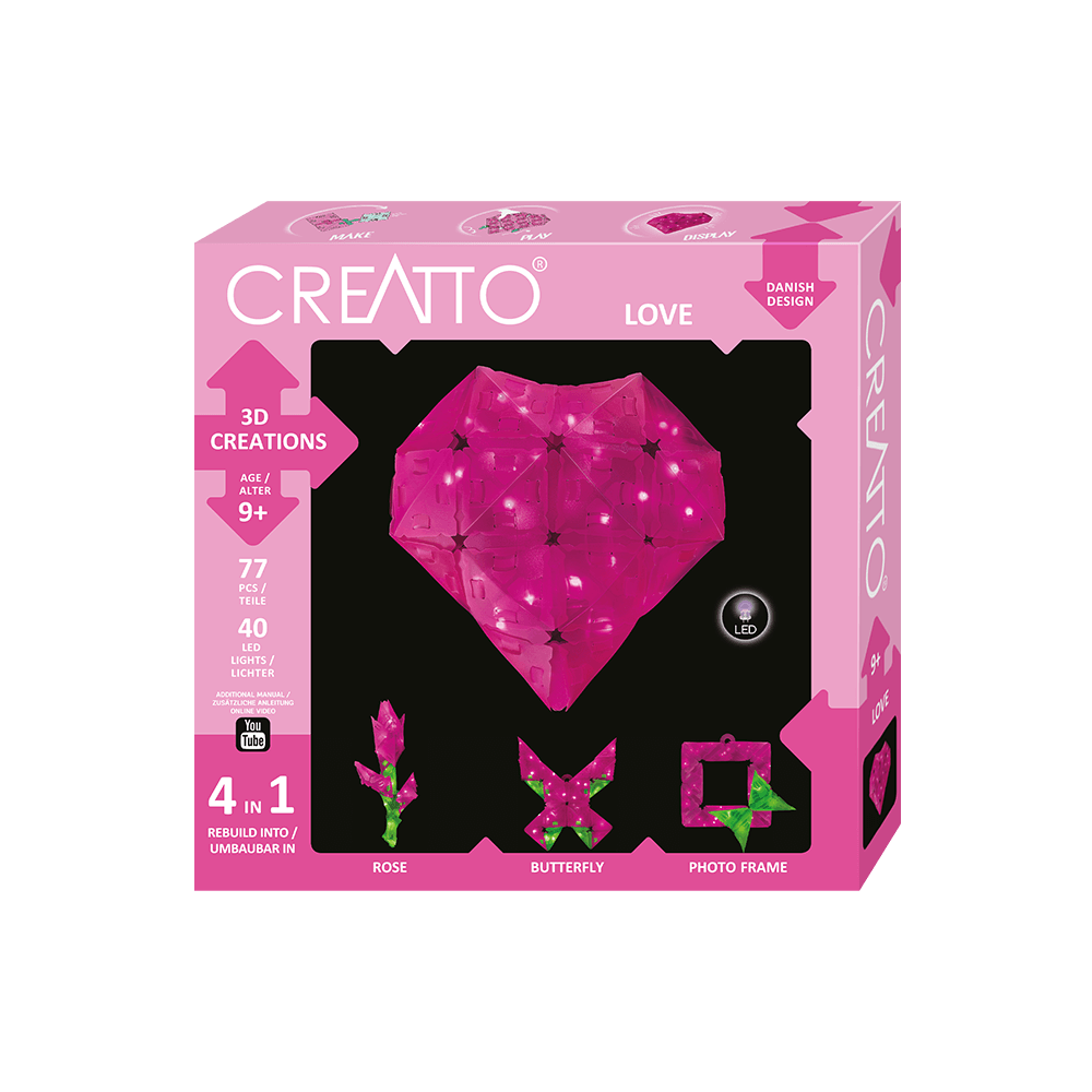 KOSMOS 3D ΚΑΤΑΣΚΕΥΗ ΜΕ LED 4 ΣΕ 1 ΚΑΡΔΙΑ CREATTO