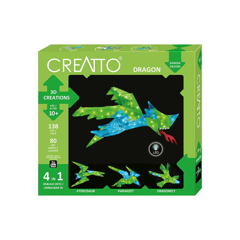 KOSMOS 3D ΚΑΤΑΣΚΕΥΗ ΜΕ LED 4 ΣΕ 1 ΔΡΑΚΟΣ CREATTO