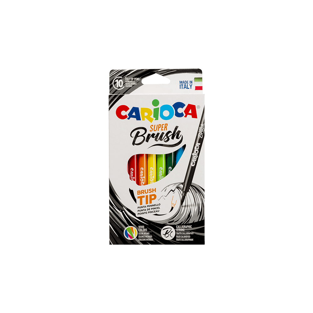 CARIOCA ΜΑΡΚΑΔΟΡΟΣ ΠΙΝΕΛΟ ΧΑΡΤΙΝΟ 10 ΧΡΩΜΑΤΑ SUPER BRUSH