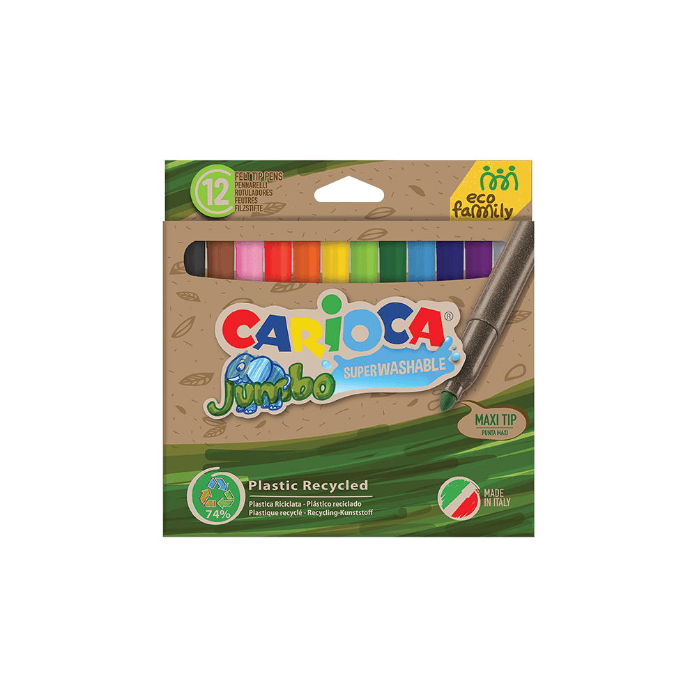 CARIOCA ΜΑΡΚΑΔΟΡΟΣ SUPERWASH 12 ΧΡΩΜΑΤΑ JUMBO ECO FAMILY 12 ΤΕΜΑΧΙΑ