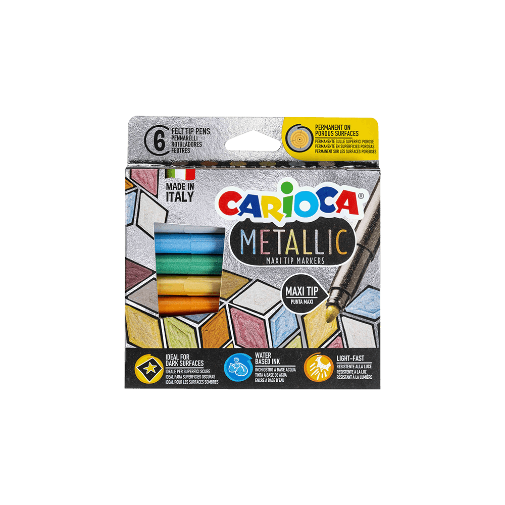 CARIOCA ΜΑΡΚΑΔΟΡΟΣ METALLIC ΧΑΡΤΙΝΟ 6 ΧΡΩΜΑΤΑ