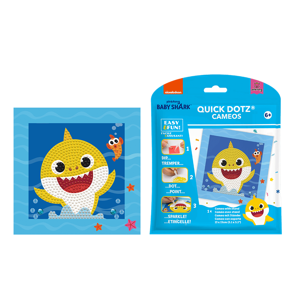 DIAMOND DOTZ ΚΑΤΑΣΚΕΥΗ ΨΗΦΙΔΩΤΟ ΚΑΔΡΑΚΙ BLISTER 13x13cm QUICK DOTZ BABY SHARK
