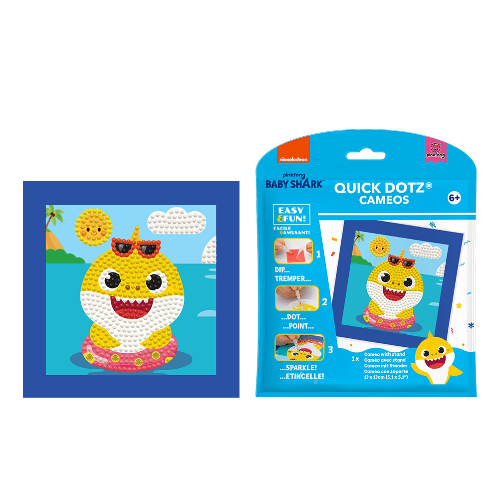DIAMOND DOTZ ΚΑΤΑΣΚΕΥΗ ΨΗΦΙΔΩΤΟ ΚΑΔΡΑΚΙ BLISTER 13x13cm QUICK DOTZ BABY SHARK