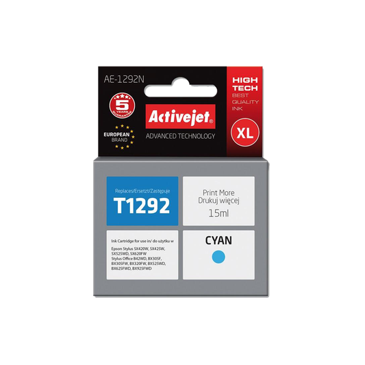 ACTIVE JET INK ΣΥΜΒΑΤΟ ΜΕ EPSON AE-1292N #T1292 CYAN 15ml (Ν) #C13T12924011
