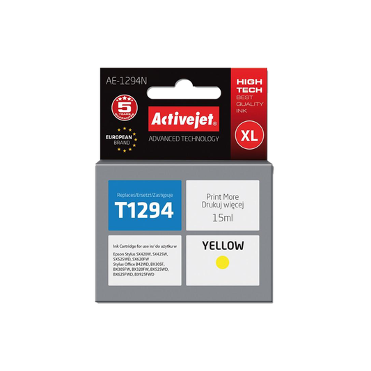 ACTIVE JET INK ΣΥΜΒΑΤΟ ΜΕ EPSON AE-1294N #T1294 YELLOW 15ml (Ν) #C13T12944011
