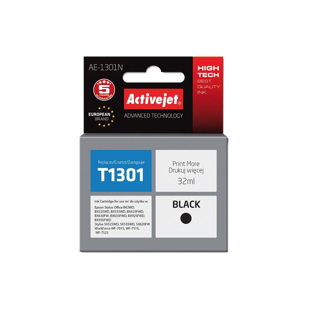 ACTIVE JET INK ΣΥΜΒΑΤΟ ΜΕ EPSON AE-1301N #T1301XL BLACK 32ml (N) #C13T13014012