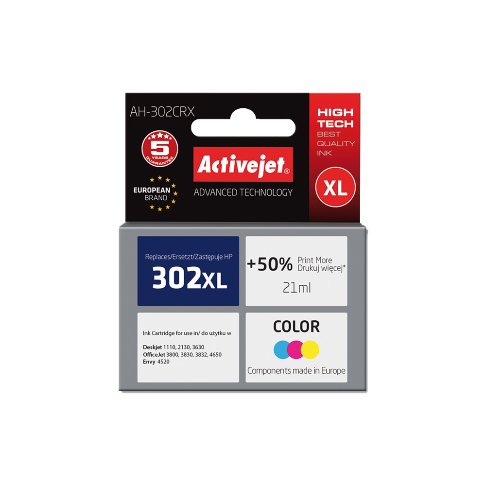 ACTIVE JET INK ΣΥΜΒΑΤΟ ΜΕ HP AH-302CRX #302XL TRICOLOR 21ml (Α) #F6U67A