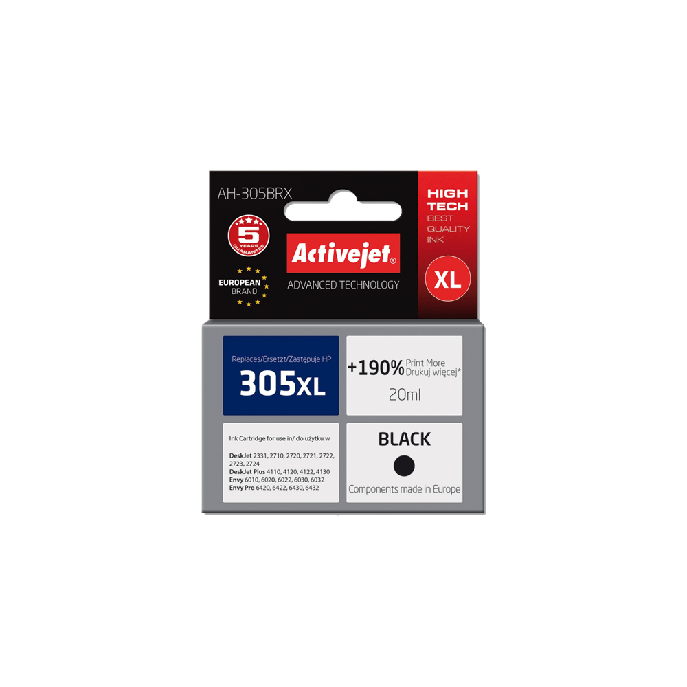 ACTIVE JET INK ΣΥΜΒΑΤΟ ΜΕ HP AH-305BRX #305XL BLACK 20ml (Α) #3YM62AE