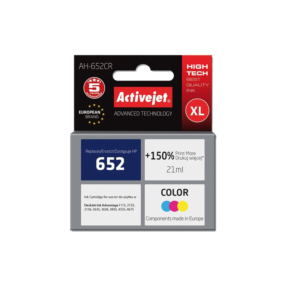 ACTIVE JET INK ΣΥΜΒΑΤΟ ΜΕ HP AH-652CR #652 TRICOLOR 21ml (Α) #F6V24A
