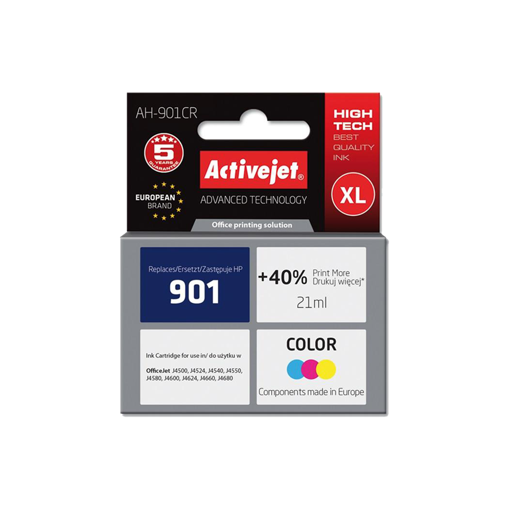 ACTIVE JET INK ΣΥΜΒΑΤΟ ΜΕ HP AH-901CR #901XL TRICOLOR 21ml (Α) #CC656A