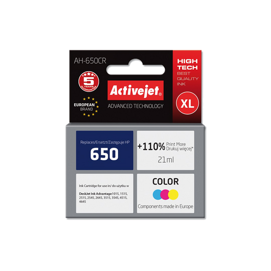 ACTIVE JET INK ΣΥΜΒΑΤΟ ΜΕ HP AH-650CR #650 TRICOLOR 21ml (Α) #CZ102AE