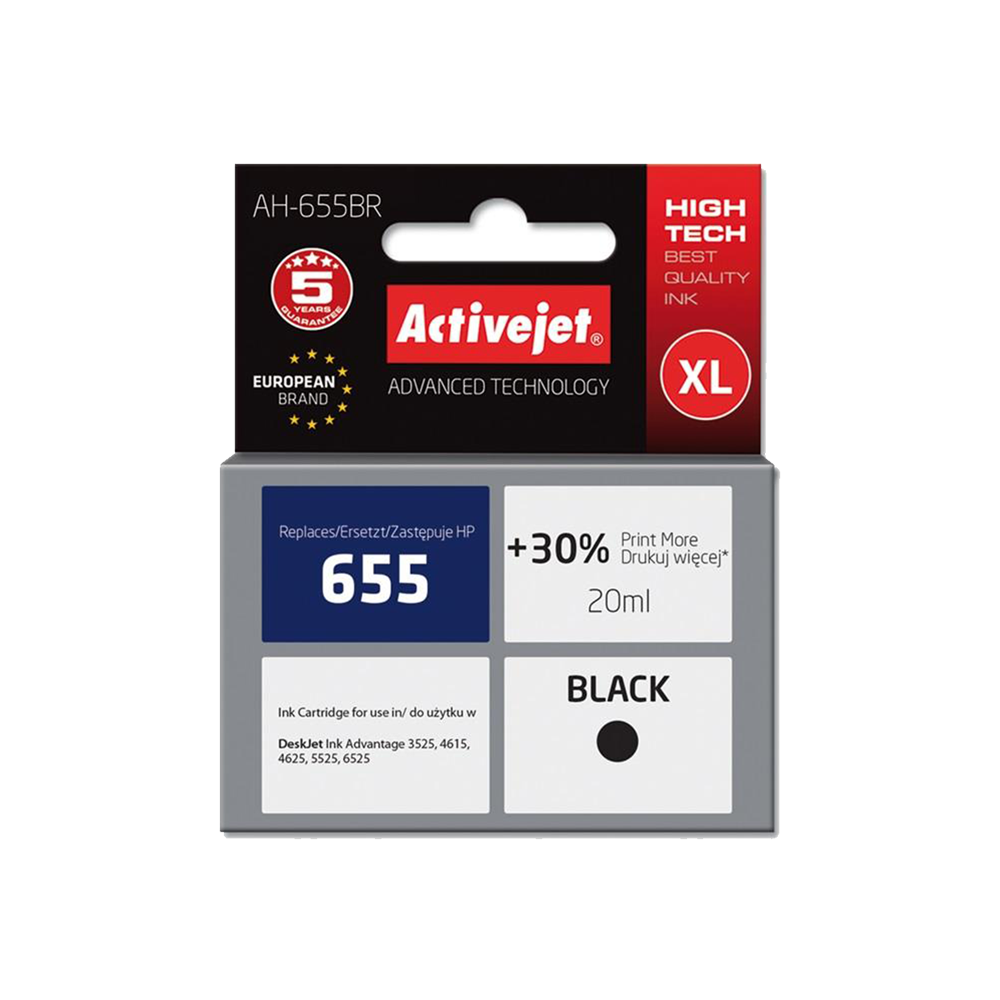 ACTIVE JET INK ΣΥΜΒΑΤΟ ΜΕ HP AH-655BR #655 BLACK 20ml (Α) #CZ109AE