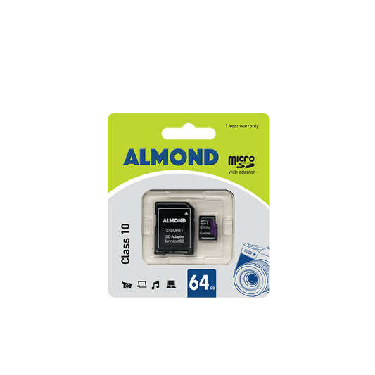 ALMOND ΚΑΡΤΑ ΜΝΗΜΗΣ MICROSDHC ΜΕ ΑΝΤΑΠΤΟΡΑ 64GB