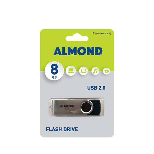 ALMOND FLASH DRIVE USB 2.0 8GB TWISTER ΜΑΥΡΟ