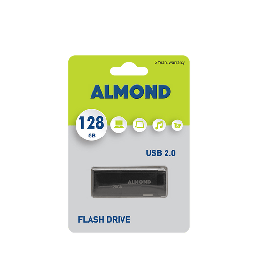 ALMOND FLASH DRIVE USB 2.0 128GB PRIME ΜΑΥΡΟ