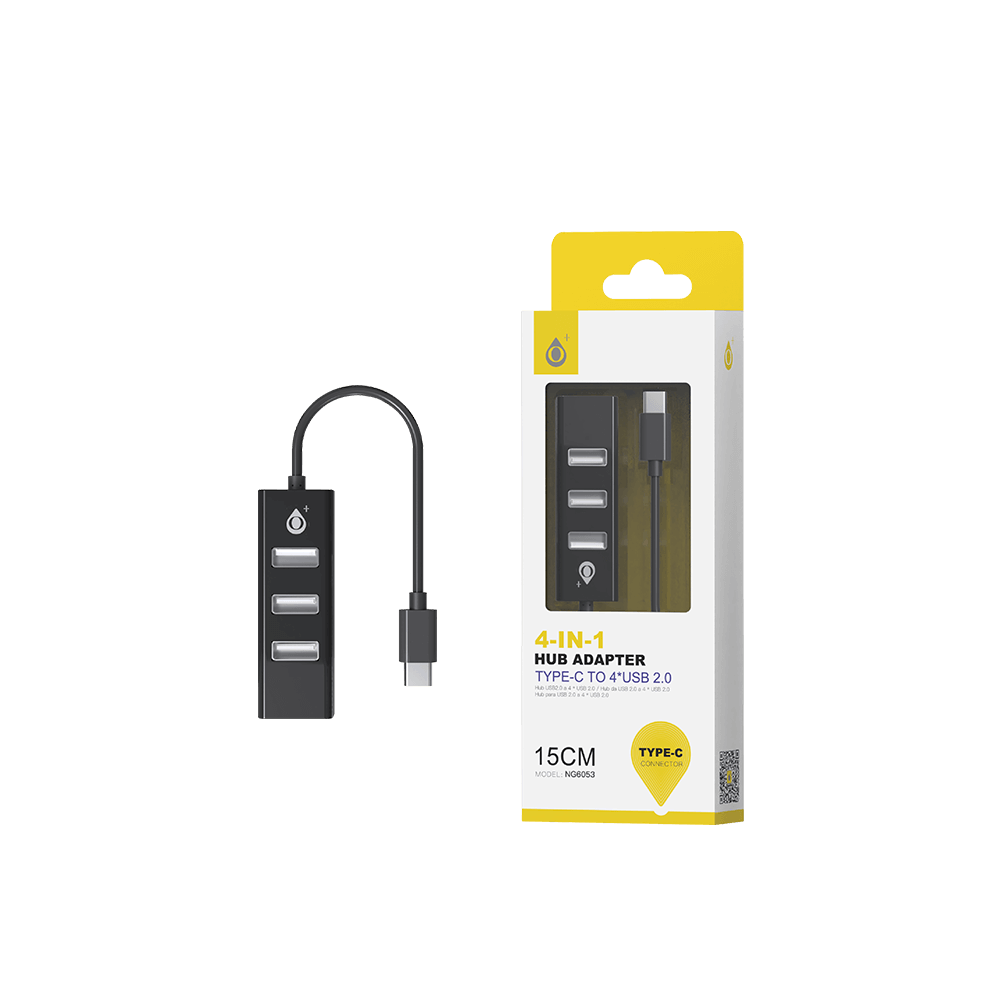 MTK HUB 4 ΘΥΡΩΝ TYPE C/USB 2.0 ΜΑΥΡΟ