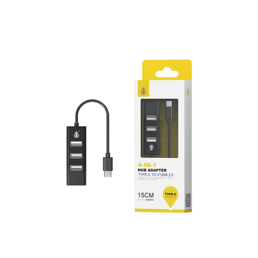 MTK HUB 4 ΘΥΡΩΝ TYPE C/USB 2.0 ΜΑΥΡΟ
