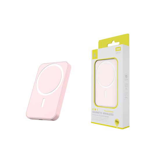 MTK POWER BANK ΑΣΥΡΜΑΤΟ ΜΑΓΝΗΤΙΚΟ 5W/6500mAh ΡΟΖ