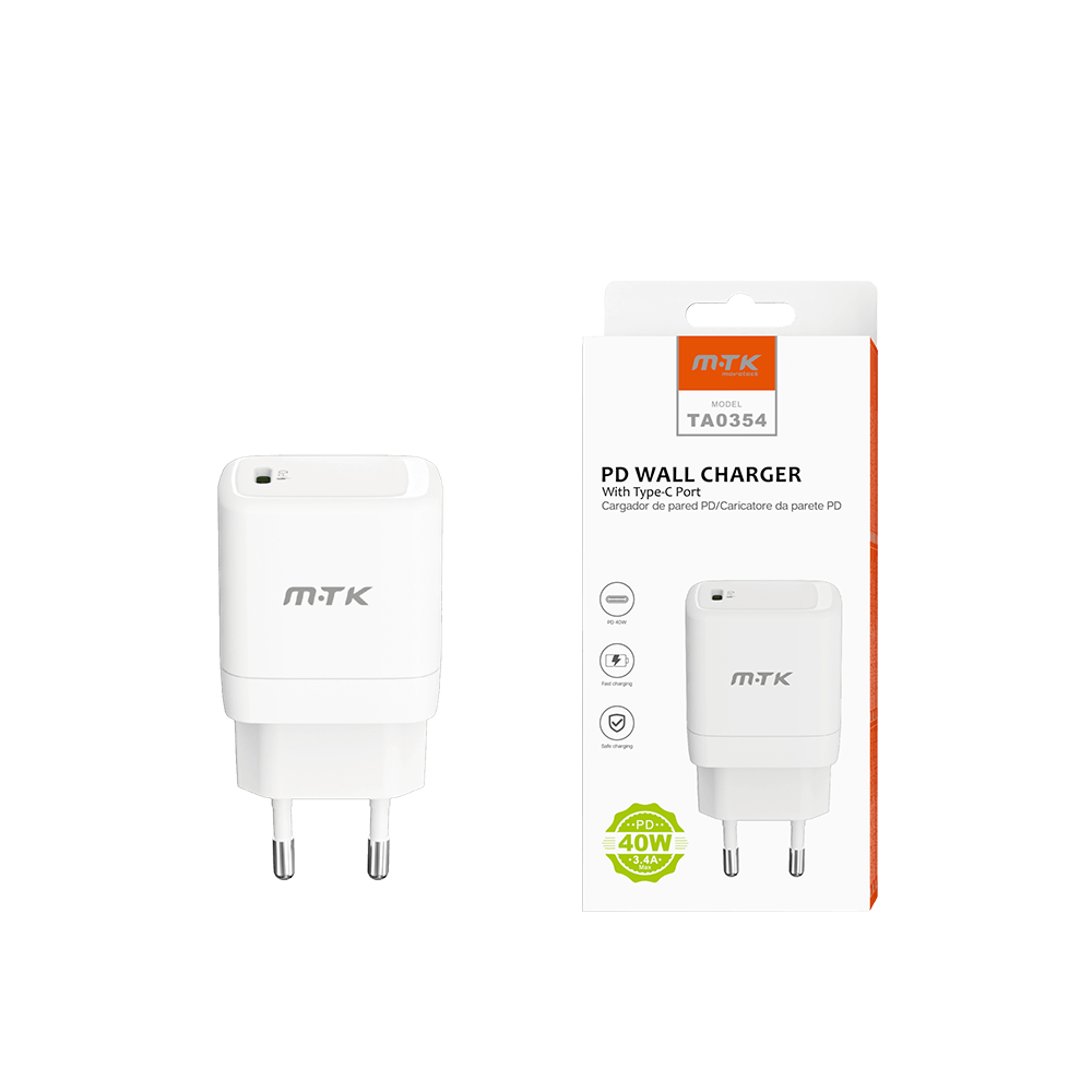 MTK ΦΟΡΤΙΣΤΗΣ ΧΩΡΙΣ ΚΑΛΩΔΙΟ 3.4Α/40W TYPE C ΛΕΥΚΟ