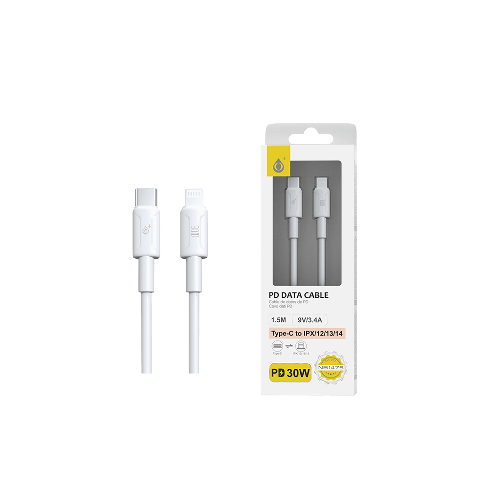 MTK ΚΑΛΩΔΙΟ TYPE C IPHONE IPX/12/13/14 30W/9V/3.4A 1.5m ΛΕΥΚΟ