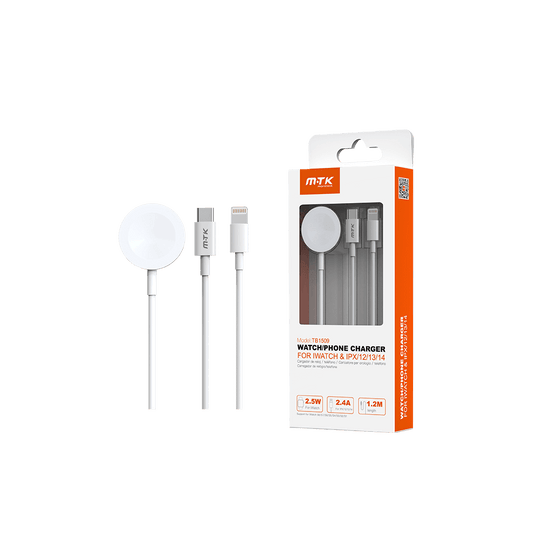 MTK ΚΑΛΩΔΙΟ ΓΙΑ IWATCH/IPHONE IPX/12/13/14 2.5W/5V 2.4Α 1.2m ΛΕΥΚΟ
