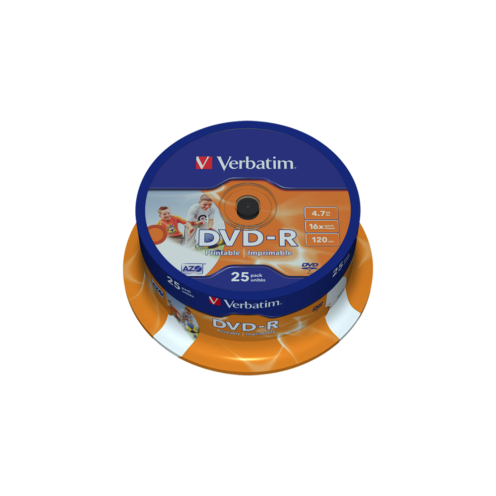 VERBATIM DVD-R PRINTABLE 4.7GB 16X CAKEBOX 25 ΤΕΜΑΧΙΑ