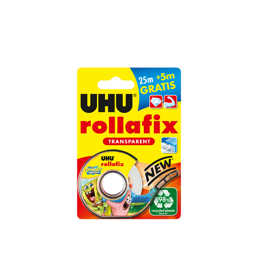 UHU ΤΑΙΝΙΑ ΚΟΛΛΗΤΙΚΗ ΔΙΑΦΑΝΗ ΜΕ ΒΑΣΗ BLISTER 25+5m ROLLAFIX ΜΠΟΜΠ Ο ΣΦΟΥΓΓΑΡΑΚΗΣ