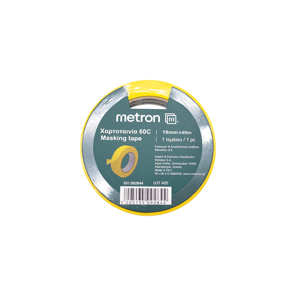 METRON ΧΑΡΤΟΤΑΙΝΙΑ 60C 19mmx40m ΚΙΤΡΙΝΗ 16 ΤΕΜΑΧΙΑ