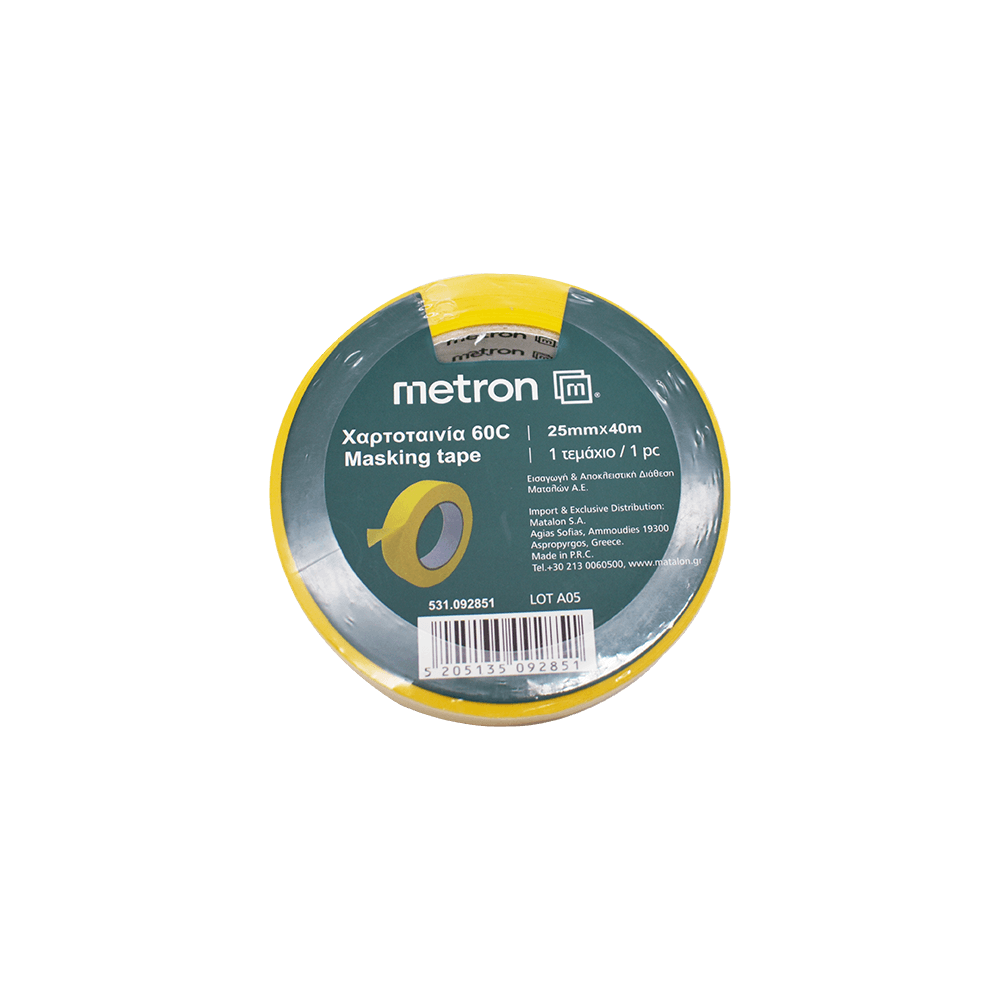 METRON ΧΑΡΤΟΤΑΙΝΙΑ 60C 25mmx40m ΚΙΤΡΙΝΗ 16 ΤΕΜΑΧΙΑ
