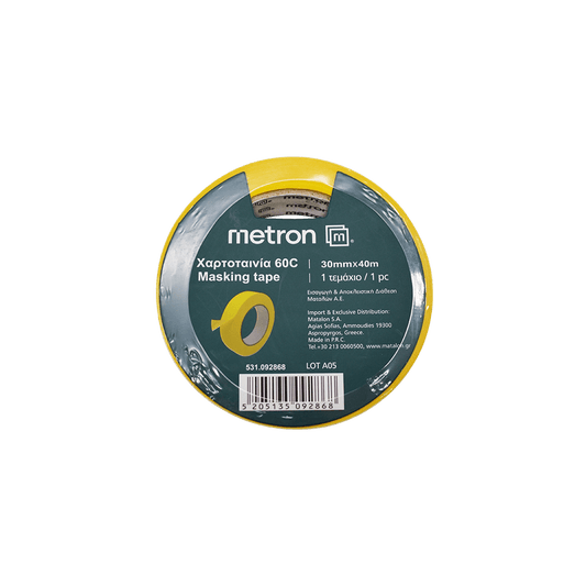 METRON ΧΑΡΤΟΤΑΙΝΙΑ 60C 30mmx40m ΚΙΤΡΙΝΗ 8 ΤΕΜΑΧΙΑ