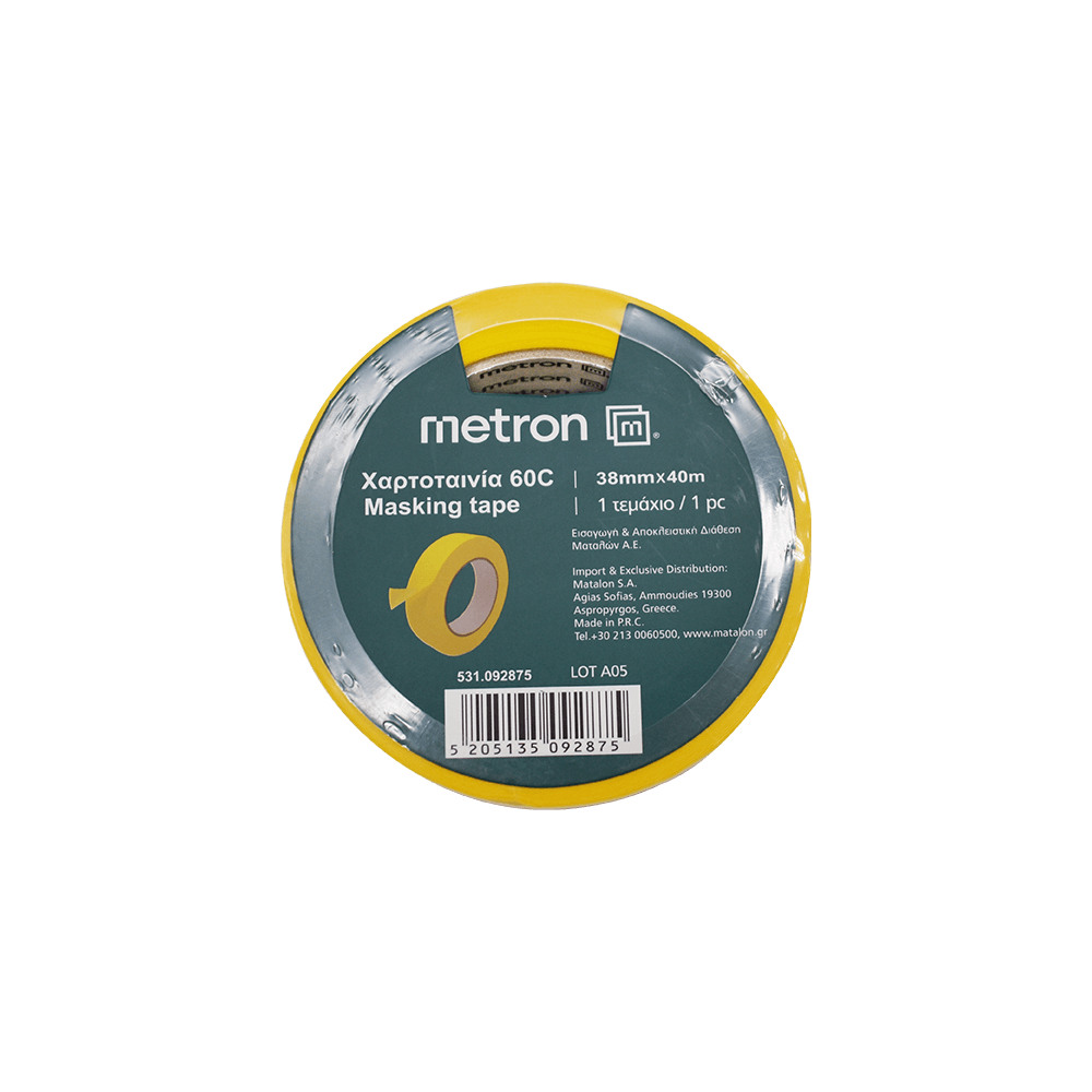 METRON ΧΑΡΤΟΤΑΙΝΙΑ 60C 38mmx40m ΚΙΤΡΙΝΗ 6 ΤΕΜΑΧΙΑ
