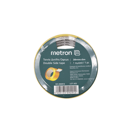 METRON ΤΑΙΝΙΑ ΔΙΠΛΗΣ ΟΨΕΩΣ 38mmx5m 092912 ΚΙΤΡΙΝΗ 4 ΤΕΜΑΧΙΑ