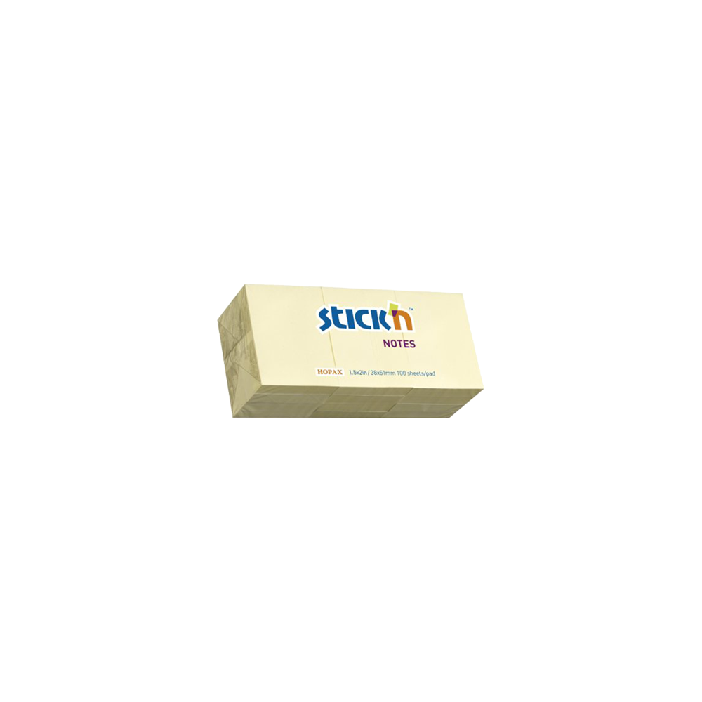 STICK'N ΧΑΡΤΙΑ ΑΥΤΟΚΟΛΛΗΤΑ 38x51mm 100 ΦΥΛΛΑ ΚΙΤΡΙΝΟ 3x4 ΤΕΜΑΧΙΑ