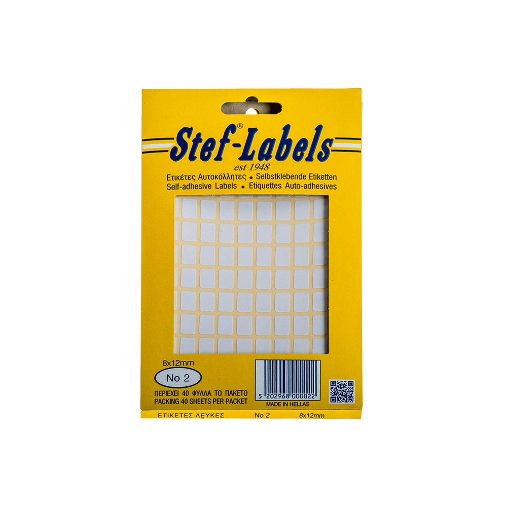 STEF ΕΤΙΚΕΤΕΣ ΑΥΤΟΚΟΛΛΗΤΕΣ 8x12mm 110/ΦΥΛΛΟ ΛΕΥΚΕΣ 40 ΦΥΛΛΑ