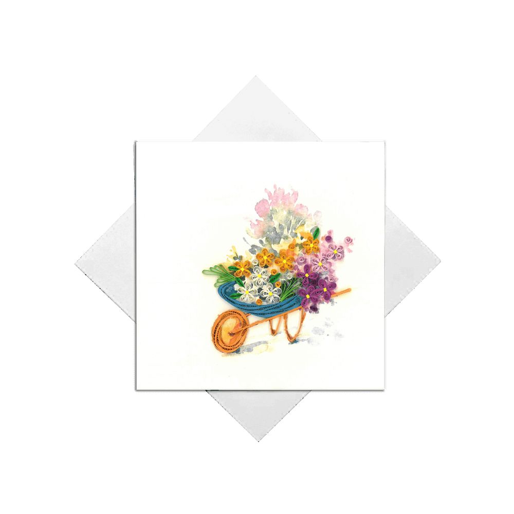 ORIGAMO ΚΑΡΤΑ ΕΥΧΕΤΗΡΙΑ QUILLING ΛΟΥΛΟΥΔΙΑ ΣΕ ΑΜΑΞΑ 16.2x16.5cm FILIGRANA