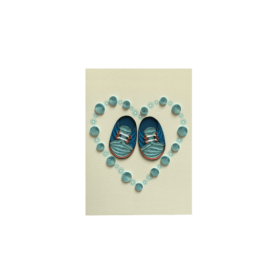 ORIGAMO ΚΑΡΤΑ ΕΥΧΕΤΗΡΙΑ QUILLING ΠΑΠΟΥΤΣIA ΑΓΟΡΙΣΤΙΚΑ 18.5x14cm FILIGRANA