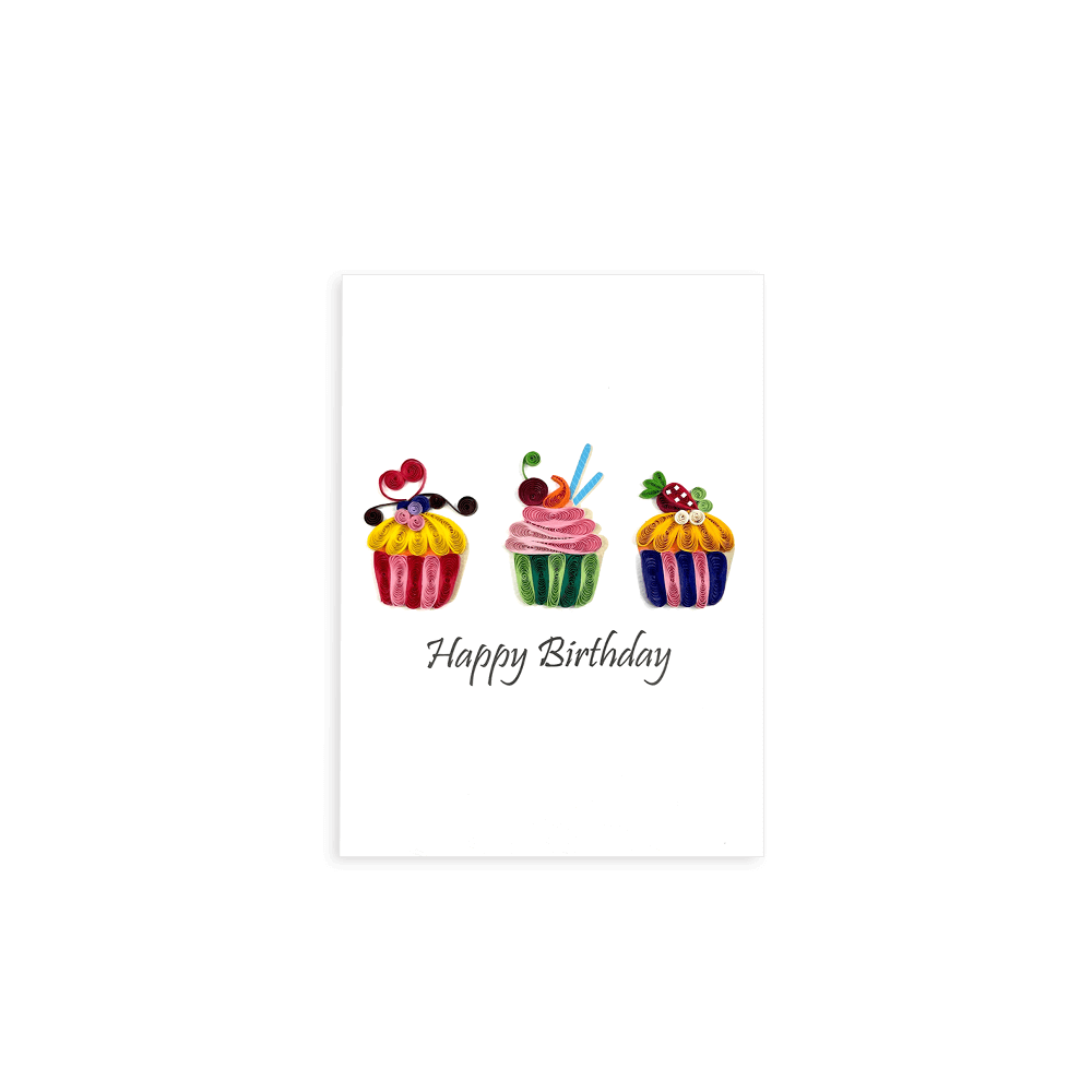 ORIGAMO ΚΑΡΤΑ ΕΥΧΕΤΗΡΙΑ QUILLING CUPCAKES 18.5x14cm FILIGRANA