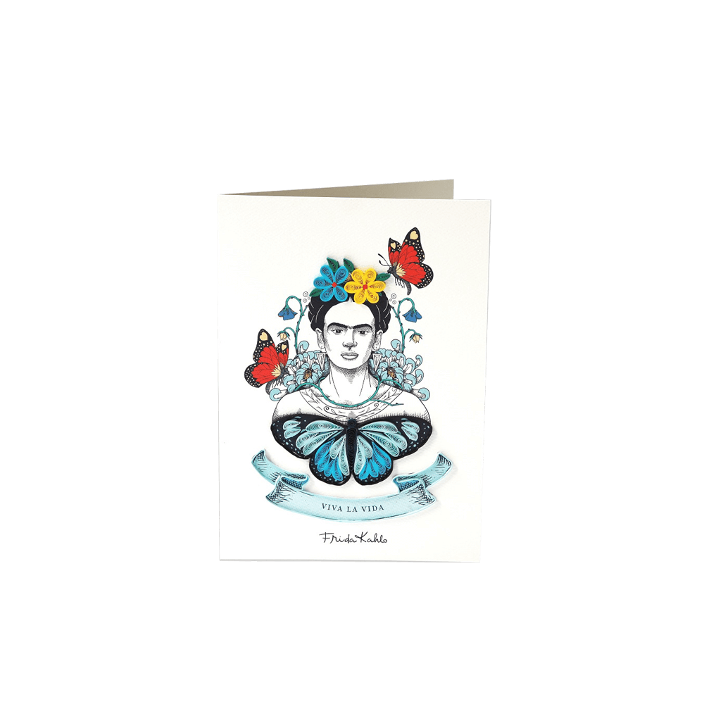 ORIGAMO ΚΑΡΤΑ ΕΥΧΕΤΗΡΙΑ QUILLING ΠΕΤΑΛΟΥΔΕΣ FRIDA KAHLO 18.5x14cm FILIGRANA