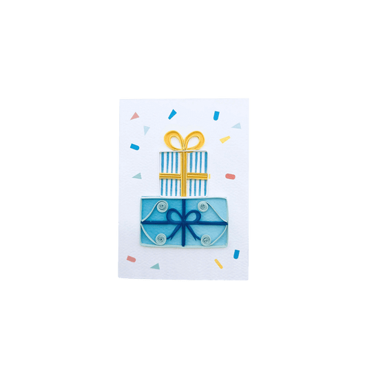 ORIGAMO ΚΑΡΤΑ ΕΥΧΕΤΗΡΙΑ MINI QUILLING ΜΠΛΕ ΔΩΡΑ 10x7.8cm FILIGRANA