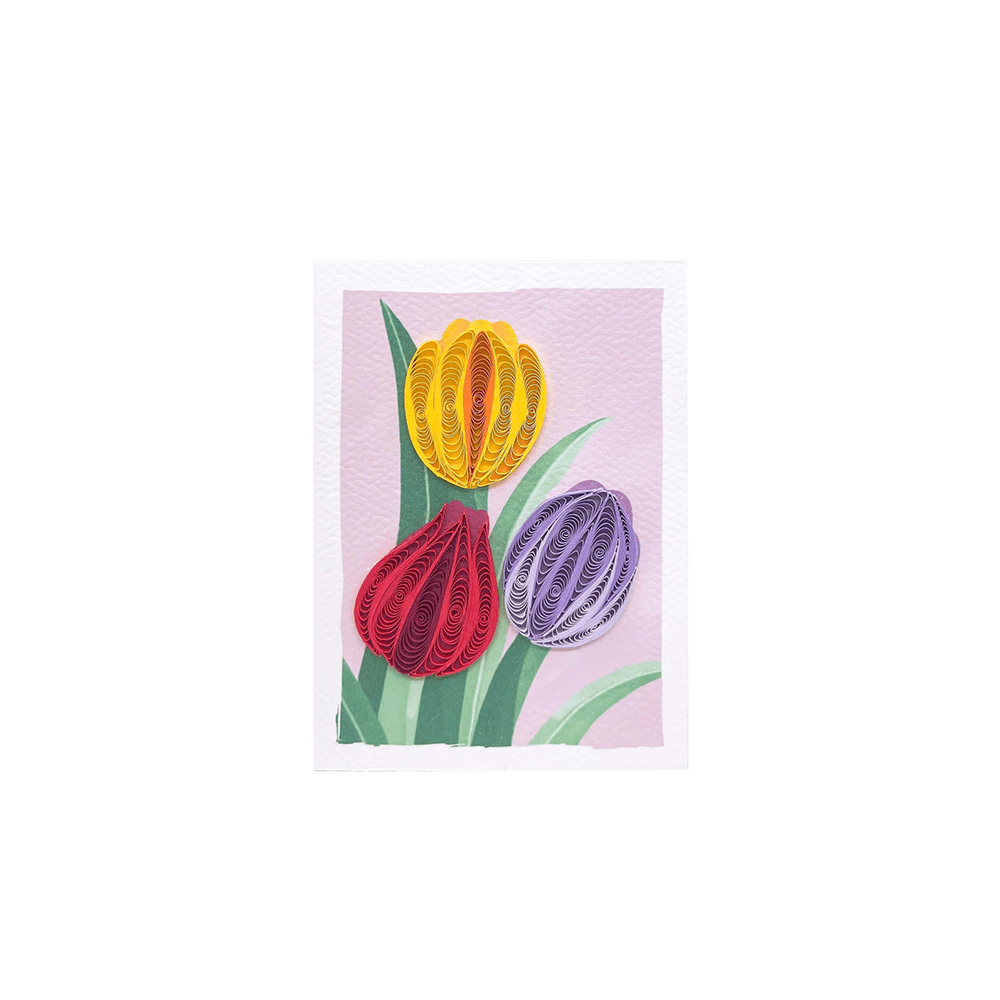 ORIGAMO ΚΑΡΤΑ ΕΥΧΕΤΗΡΙΑ MINI QUILLING ΤΟΥΛΙΠΕΣ 10x7.8cm FILIGRANA