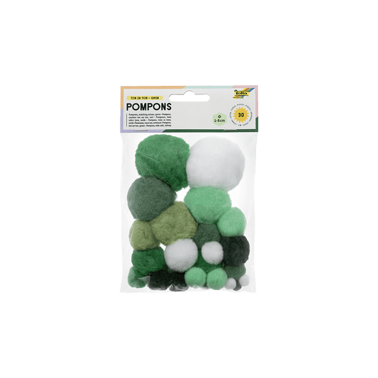 FOLIA ΠΟΜ ΠΟΜ ΣΕΤ 30 ΤΕΜΑΧΙΑ 1-5cm COLOUR TONE MIX ΠΡΑΣΙΝΟ