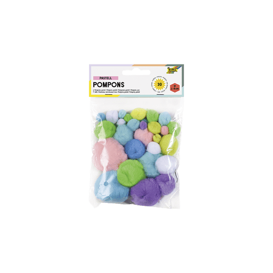 FOLIA ΠΟΜ ΠΟΜ ΣΕΤ 30 ΤΕΜΑΧΙΑ 1-4cm PASTEL